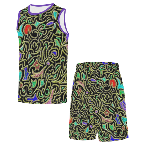 swirl retro abstract doodle All Over Print Basketball Uniform