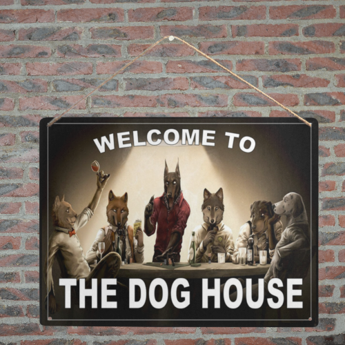 Dog-House Metal Tin Sign 16"x12"