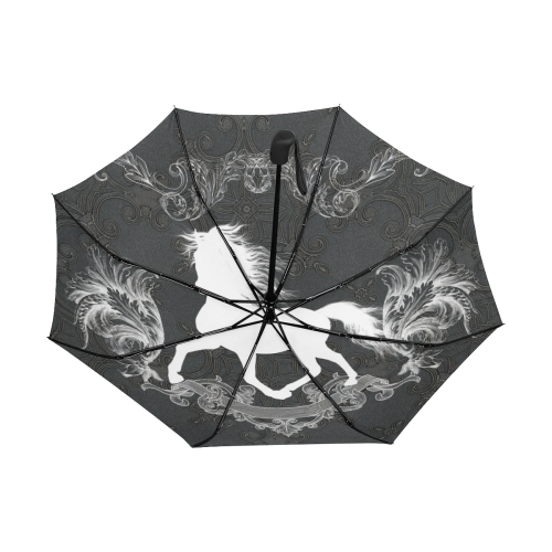 Horse, black and white Anti-UV Auto-Foldable Umbrella (Underside Printing) (U06)