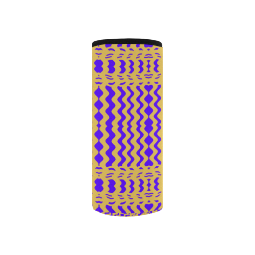 Purple Yellow Modern  Waves Lines Neoprene Water Bottle Pouch/Small