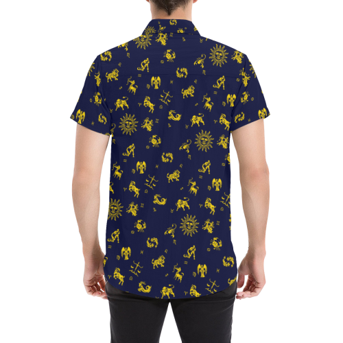 Zodiac Signs and Symbols Large Men's All Over Print Short Sleeve Shirt/Large Size (Model T53)