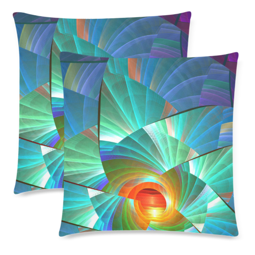 Cracked Mirror Sunrise Custom Zippered Pillow Cases 18"x 18" (Twin Sides) (Set of 2)