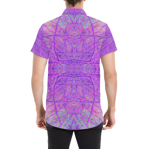 Hot Pink and Purple Abstract Branch Pattern Men's All Over Print Short Sleeve Shirt/Large Size (Model T53)
