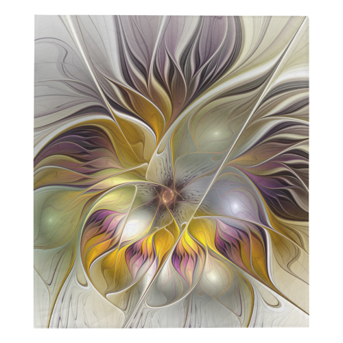 Abstract Colorful Fantasy Flower Modern Fractal Art Quilt 70"x80"