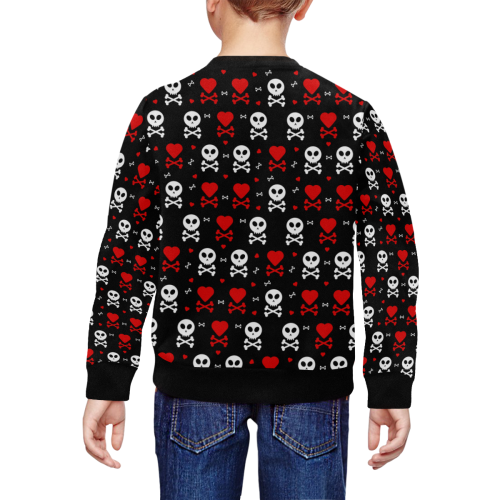 Skull and Crossbones All Over Print Crewneck Sweatshirt for Kids (Model H29)