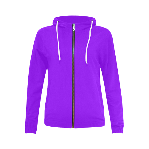 color electric violet All Over Print Full Zip Hoodie for Women (Model H14)