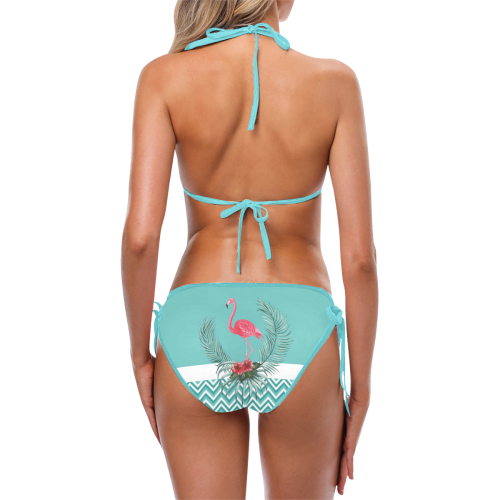 Retro Flamingo Chevron Custom Bikini Swimsuit (Model S01)