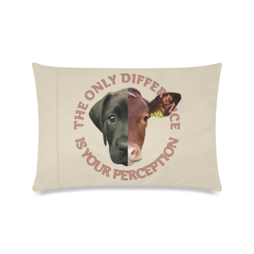 Vegan Cow and Dog Design with Slogan Custom Zippered Pillow Case 16"x24"(Twin Sides)