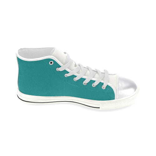color teal Women's Classic High Top Canvas Shoes (Model 017)