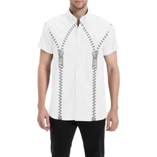ZIPPER ONE Men's All Over Print Short Sleeve Shirt/Large Size (Model T53)