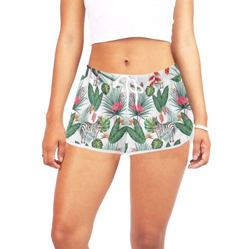 Awesome Flamingo And Zebra Women's All Over Print Relaxed Shorts (Model L19)