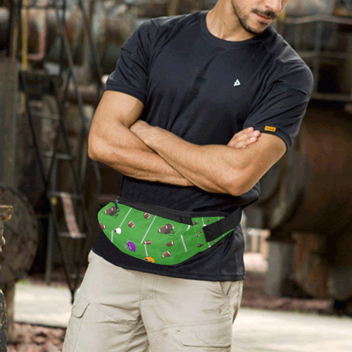 Footballs and Helmets Pattern Fanny Pack/Large (Model 1676)