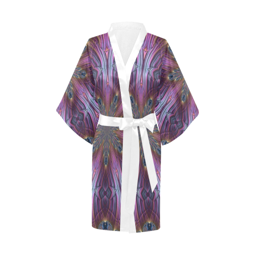 Pastel Abalone Shell Spiral Fractal Mandala 4 Kimono Robe