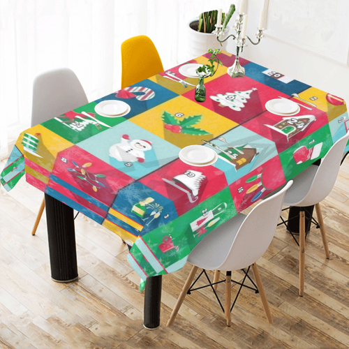 Christmas Calender by Nico Bielow Cotton Linen Tablecloth 60"x 84"