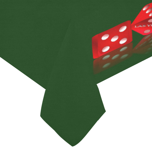 Las Vegas Craps Dice on Green Cotton Linen Tablecloth 60"x 104"