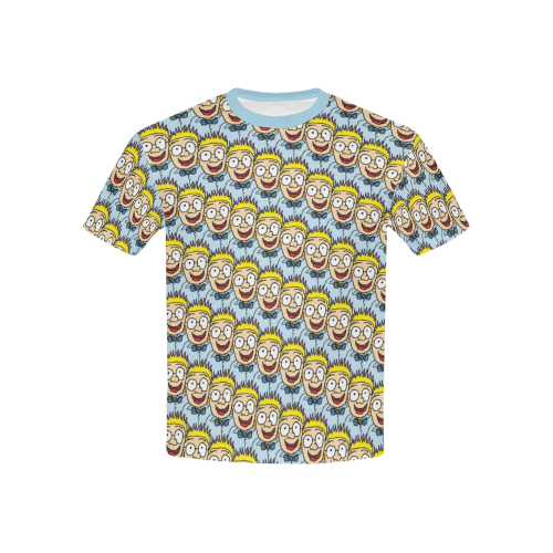 Funny Nerd Pattern Kids' All Over Print T-Shirt with Solid Color Neck (Model T40)