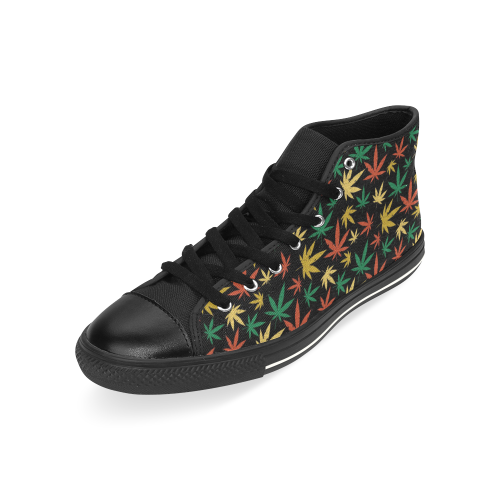 Cannabis Pattern High Top Canvas Shoes for Kid (Model 017)