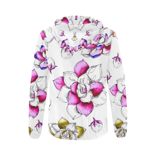 floral pink All Over Print Full Zip Hoodie for Women (Model H14)