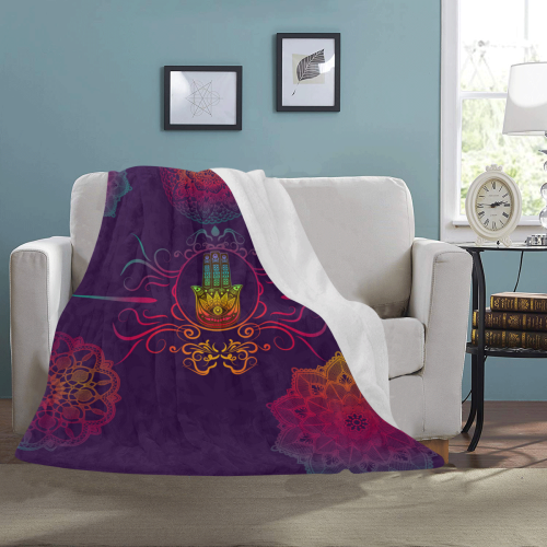 Hamsa Colorful Mandala Ultra-Soft Micro Fleece Blanket 50"x60"