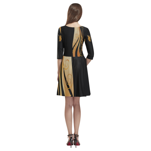 Golden Annunaki Tethys Half-Sleeve Skater Dress(Model D20)