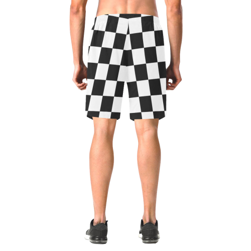 Black White Chess Board Men's All Over Print Elastic Beach Shorts (Model L20)