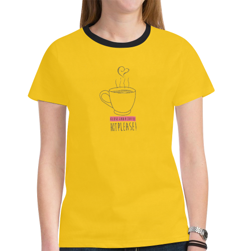 T-shirt female A love and a coffee hot please New All Over Print T-shirt for Women (Model T45)