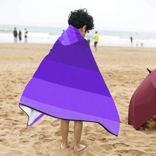 Purple stripes Kids' Hooded Bath Towels