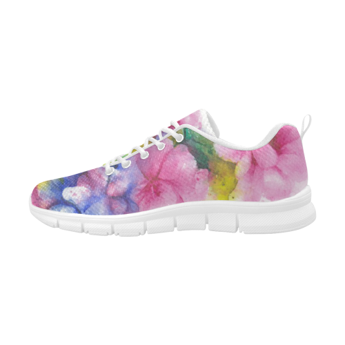 Tropical Flowers, Bold Floral Watercolor Women's Breathable Running Shoes (Model 055)