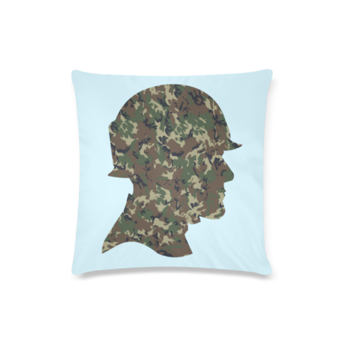 Forest Camouflage Soldier on Blue Custom Zippered Pillow Case 16"x16"(Twin Sides)