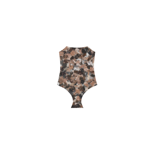 Black, Brown and Gray Paint Splatters Strap Swimsuit ( Model S05)