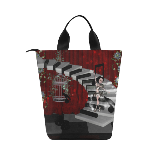 Little fairy dancing on a piano Nylon Lunch Tote Bag (Model 1670)