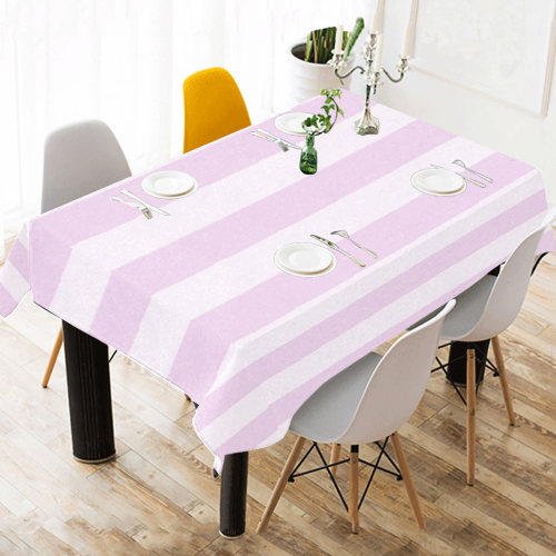 Mauve Dust Estate Stripe Stylish Cotton Linen Tablecloth 52"x 70"