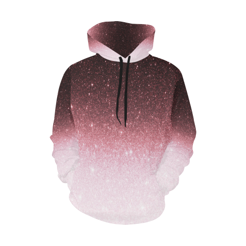 rose gold Glitter gradient All Over Print Hoodie for Women (USA Size) (Model H13)