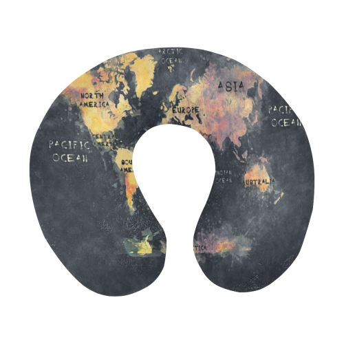 world map OCEANS and continents U-Shape Travel Pillow