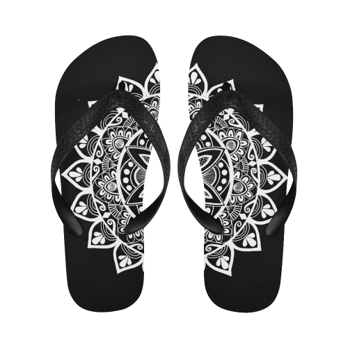 mandala4 white flip flops Flip Flops for Men/Women (Model 040)