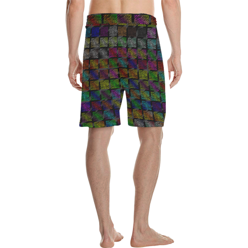 Ripped SpaceTime Stripes Collection Men's All Over Print Casual Shorts (Model L23)