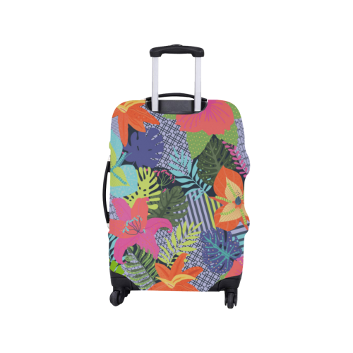 Geometric Shapes Tropical Flowers Pattern 1 Luggage Cover/Small 18"-21"