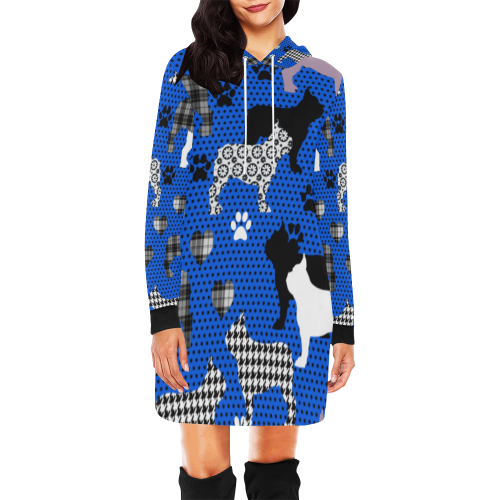 Frenchie All Over Print Hoodie Mini Dress (Model H27)
