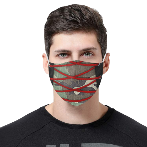 camouflage corsage community face mask 3D Mouth Mask with Drawstring (15 Filters Included) (Model M04) (Non-medical Products)