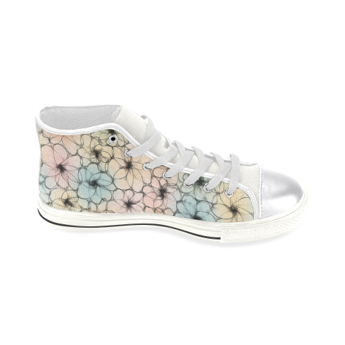 Pastel Flowers. Inspired by the Magic Island of Gotland. Women's Classic High Top Canvas Shoes (Model 017)
