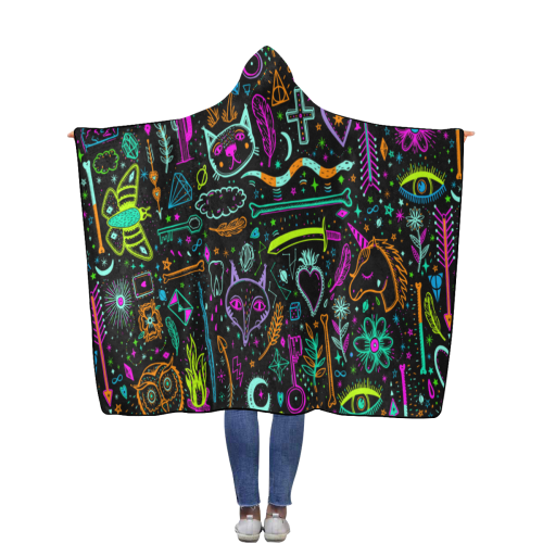 Funny Nature Of Life Sketchnotes Pattern 3 Flannel Hooded Blanket 56''x80''
