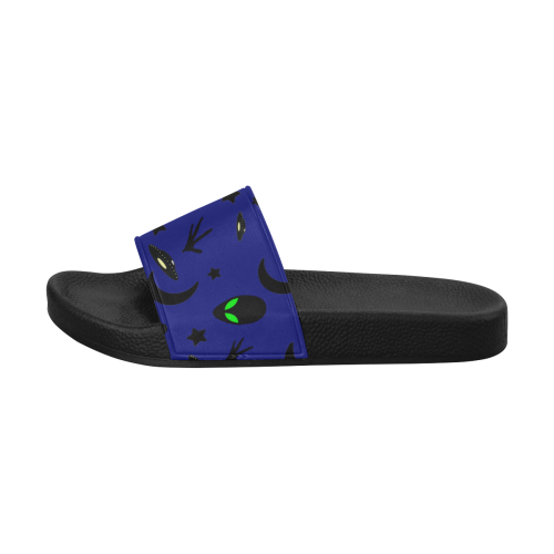 Alien Flying Saucers Stars Pattern (Blue) Men's Slide Sandals (Model 057)