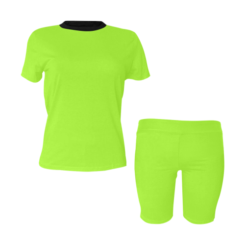 color green yellow Women's Short Yoga Set