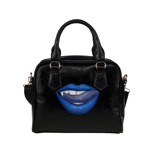 Blue  - Vampire Lips Shoulder Handbag (Model 1634)