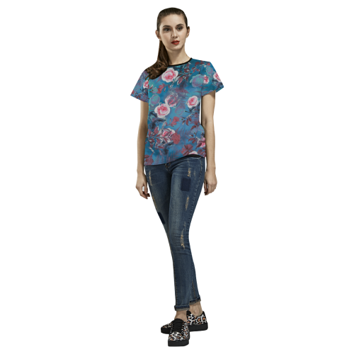 flowers 4 All Over Print T-shirt for Women/Large Size (USA Size) (Model T40)