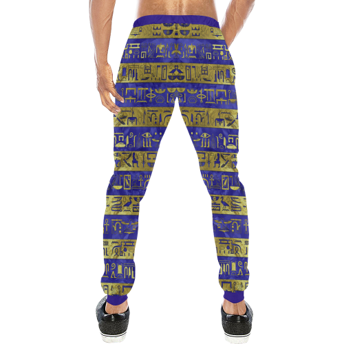 HIEROGLYPH GOLDEN BLUE Men's All Over Print Sweatpants (Model L11)