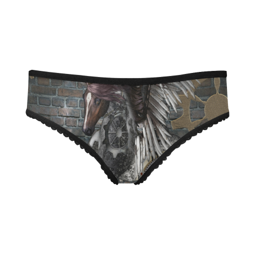 Steampunk, awesome steampunk horse with wings Women's All Over Print Girl Briefs (Model L14)