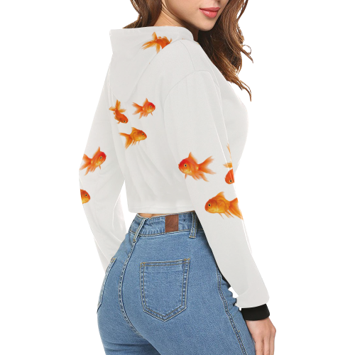 goldfish 4 All Over Print Crop Hoodie for Women (Model H22)