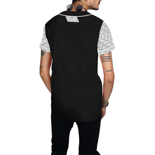 NUMBERS Collection 1234567 White Sleeves/Black/White trim All Over Print Baseball Jersey for Men (Model T50)