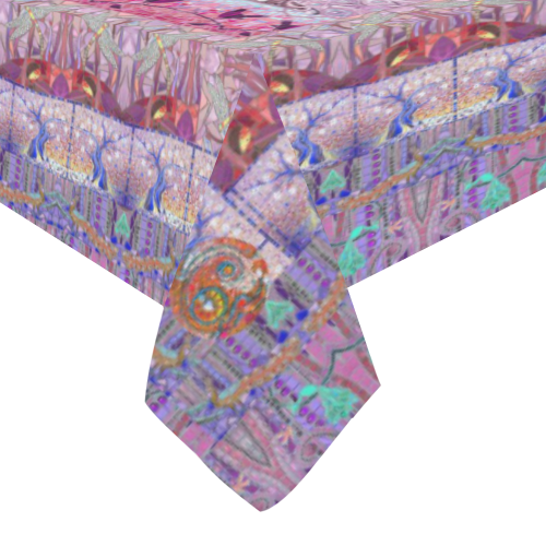 nappe paon 4 Cotton Linen Tablecloth 60" x 90"